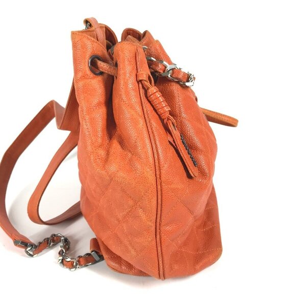 CHANEL Orange Caviar Leather Shoulder Bag - Picture 4 of 14